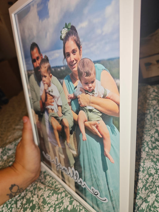 Cadre photo A4 avec texte vinyle au choix